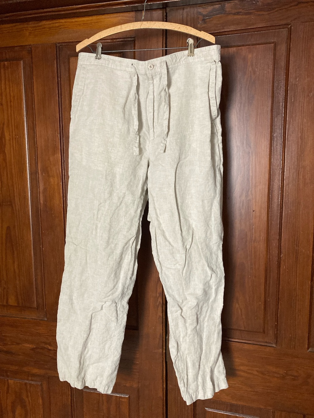 Claiborne Natural Beige Linen Blend Drawstring Chinos Men’s Large